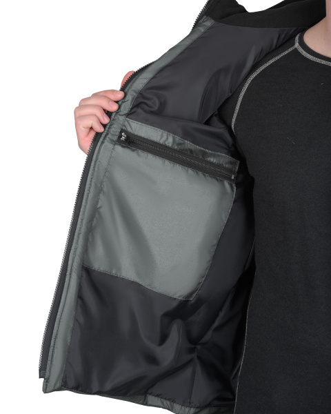 Жилет СИРИУС-УРБАН утепленный с капюшоном серый с черным