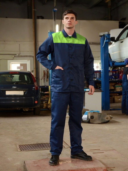 Костюм Аскет-1 (тк.Смесовая,210) брюки, т.синий/лимонный