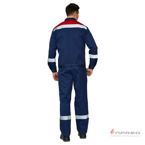 Костюм мужской "Пантеон СОП" тёмно-синий/красный (куртка и брюки)