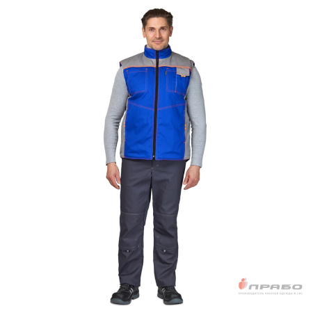 Жилет универсальный утеплённый "Бренд" василёк/серый