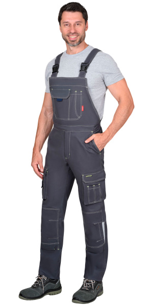 Костюм СИРИУС-ДЖЕТ куртка, полукомбинезон т-серый с синим тк. мех. стрейч с ВО