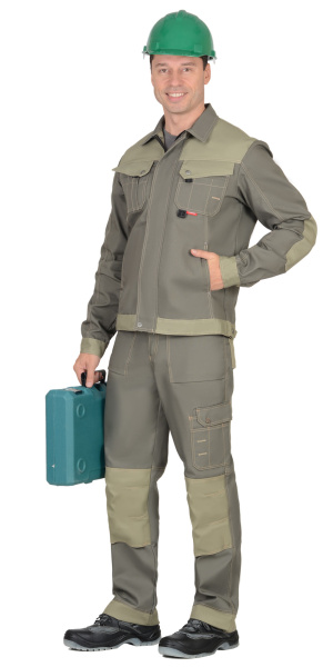 Куртка СИРИУС-ВЕСТ-ВОРК  т.оливковый со св.оливковым пл. 275 г/кв.м