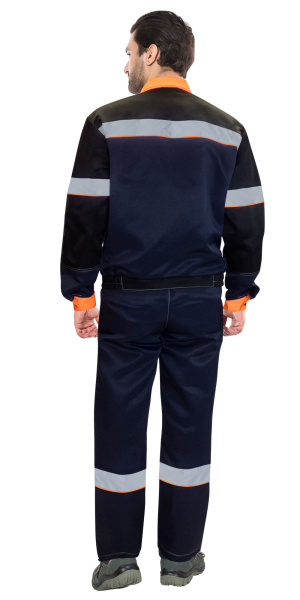 Костюм СИРИУС-ЛЕГИОНЕР куртка кор., п/к, темно-синий с черным с оранжевой отделкой и СОП