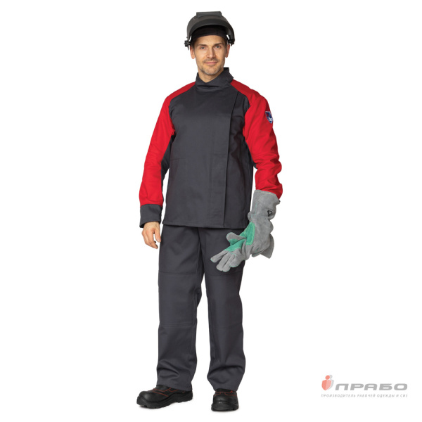 Костюм огнестойкий "Гектор" серый/красный 1 класса защиты (куртка и брюки)