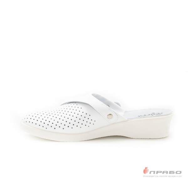 Сабо кожаные женские с подошвой ПВХ белые (натуральная кожа)