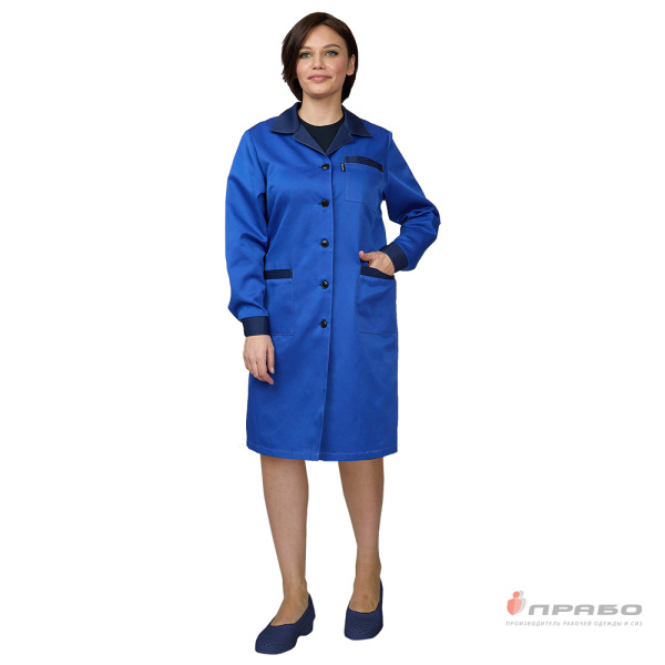 Халат женский "Универсальный" василёк/тёмно-синий эконом