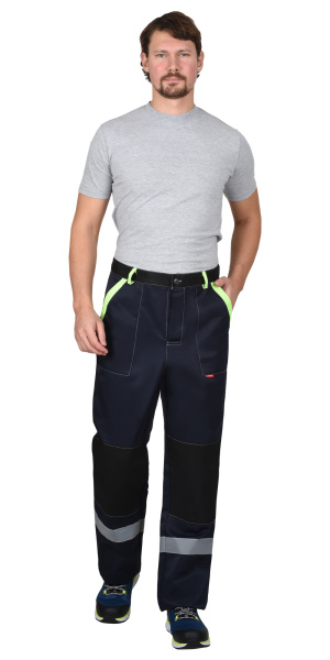 Костюм СИРИУС-ПРОФИЛЬ куртка, брюки, темно-синий с лимонным с черной отделкой и СОП