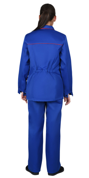 Костюм СИРИУС-ЗОЛУШКА женский, куртка, брюки, васильковый с красной отделкой