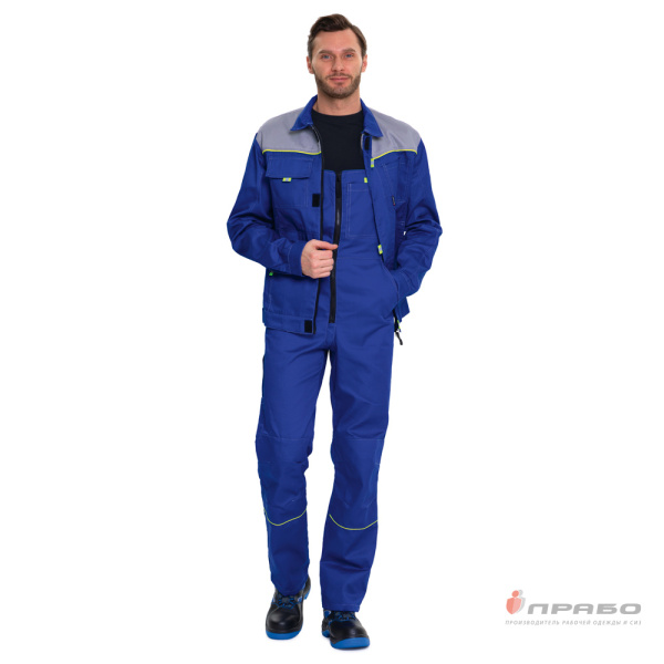 Костюм мужской "Профессионал 2" василёк/серый (куртка и полукомбинезон)