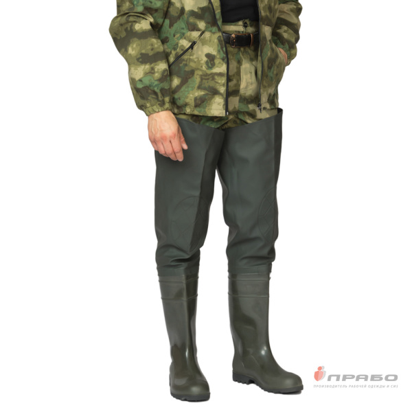 Сапоги рыбацкие ПВХ с верхом из винитола "ПС9 Р" тёмно-зелёные