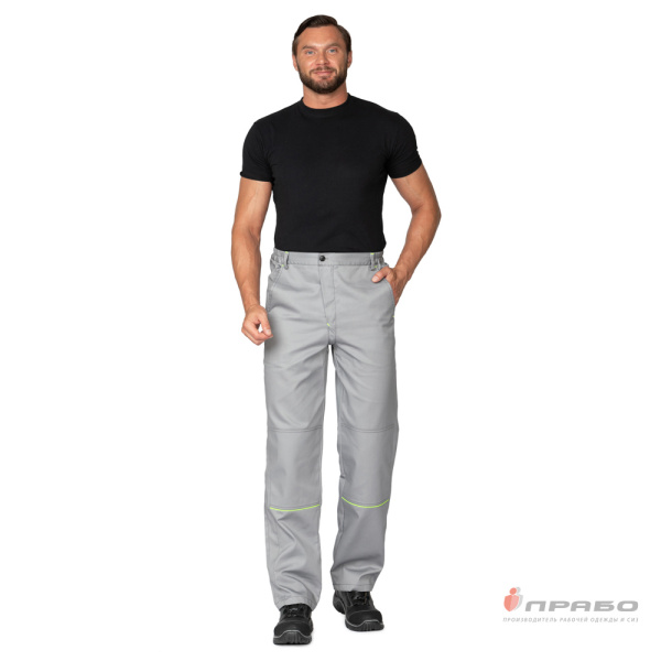 Брюки мужские "Эко-Босс" светло-серые/лимонные