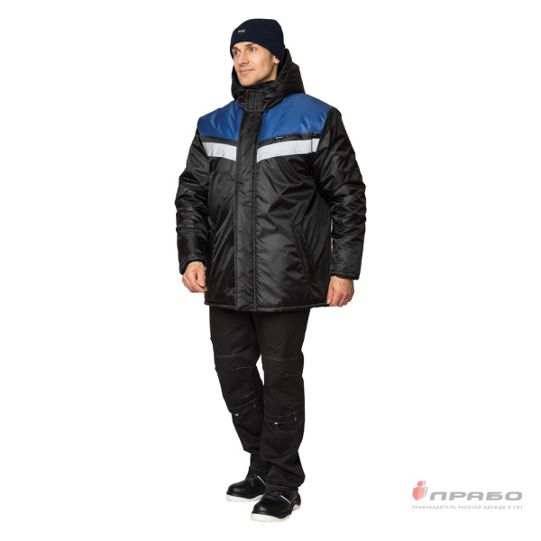 Куртка мужская утеплённая "Сарма" чёрно-васильковая
