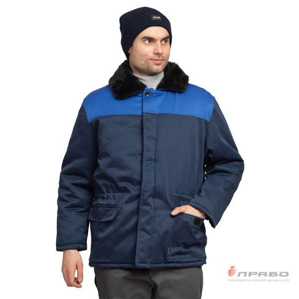 Куртка мужская утеплённая "Уралец" тёмно-синяя/василёк