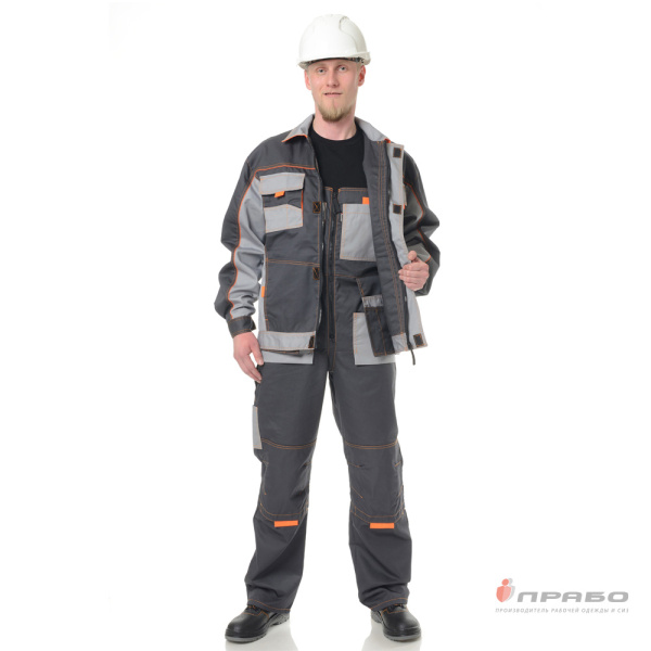 Костюм мужской "Бренд 2" тёмно-серый/светло-серый (куртка и полукомбинезон)