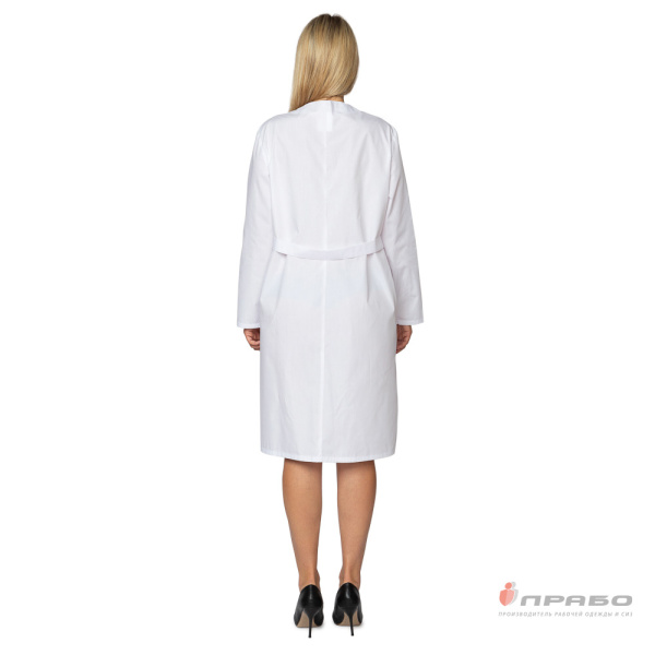 Халат медицинский женский "Олеся" белый/василёк