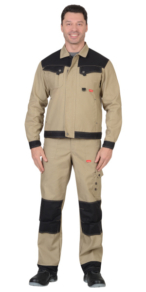 Куртка СИРИУС-ВЕСТ-ВОРК бежевый с черным пл. 275 г/кв.м