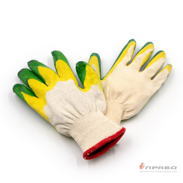 Перчатки хлопчатобумажные утеплённые латекс двойной облив 13 класс