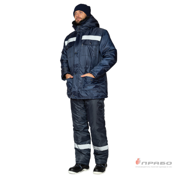 Костюм мужской утеплённый "Мастер 2" тёмно-синий (куртка и полукомбинезон)