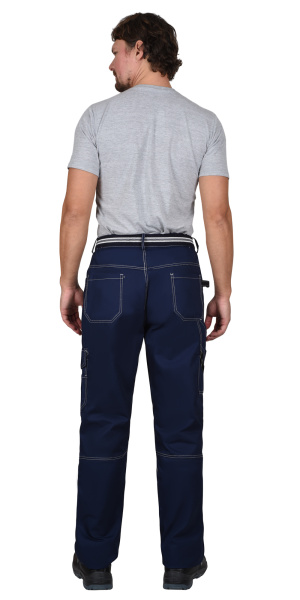 Костюм СИРИУС-ПРЕСТИЖ куртка, брюки, синий с черным и оранжевой отделкой