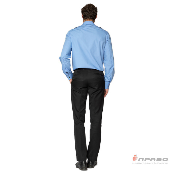 Рубашка охранника с длинными рукавами голубая/тёмно-синяя