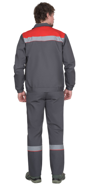 Костюм СИРИУС-МАСТЕР летний: куртка, брюки, темно-серый с красной отделкой