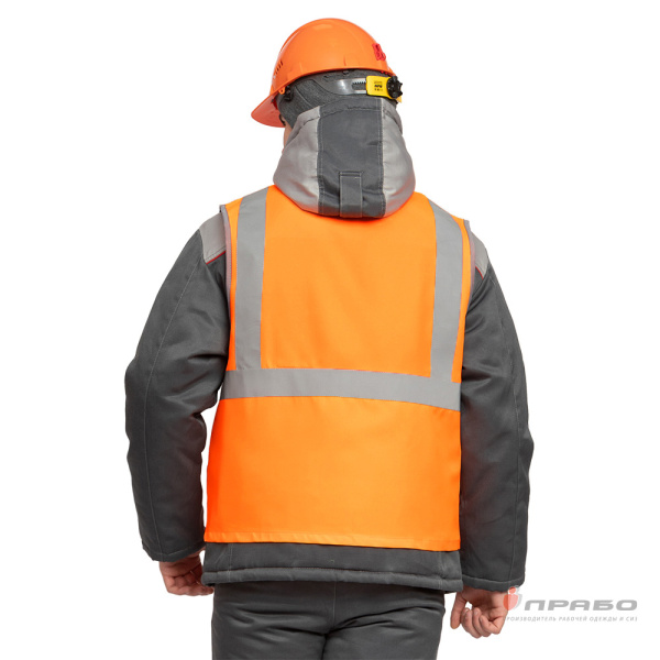 Жилет сигнальный "РЖД" тип Г оранжевый на пуговицах с карманом для свистка