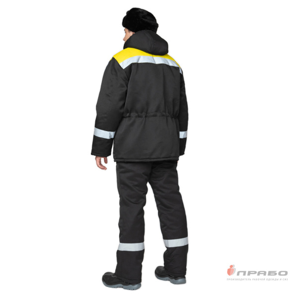 Костюм мужской утеплённый "Коммунальщик" чёрный/жёлтый для работников