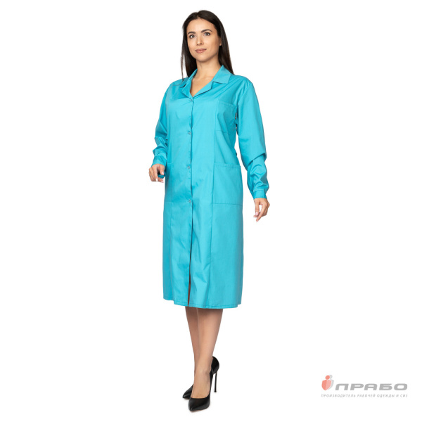 Халат медицинский женский "Стандарт" с рельефами морская волна