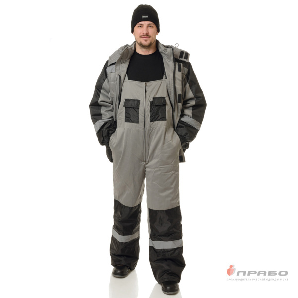 Костюм мужской утеплённый "Стайл" серый (куртка и полукомбинезон)