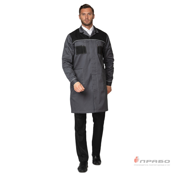 Халат мужской "Бренд 2020" серый/чёрный