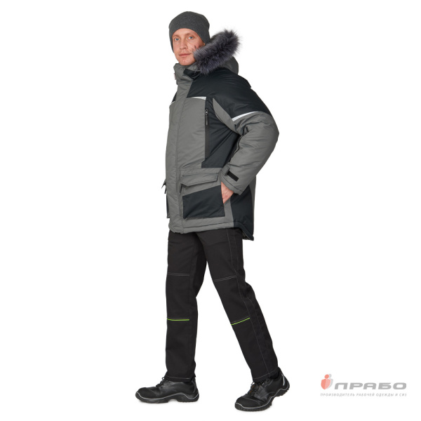Куртка мужская утеплённая "Сюрвейер" тёмно-серый/чёрный