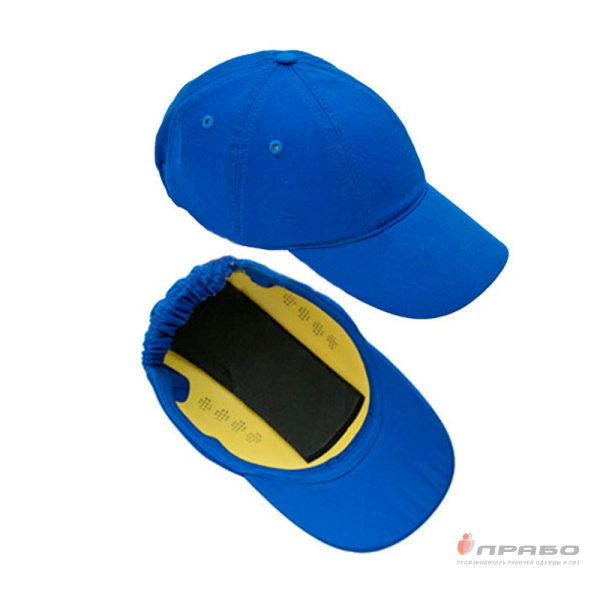 Каскетка защитная из 100% хлопка с вставкой из ABS-пластика васильковая