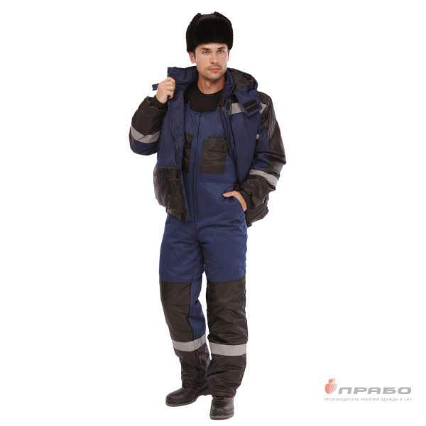 Костюм мужской утеплённый "Стайл" синий (куртка и полукомбинезон)
