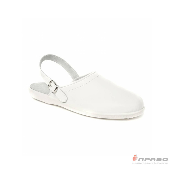 Сабо кожаные мужские с подошвой ПВХ белые (натуральная кожа)