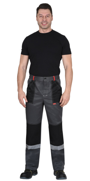 Костюм СИРИУС-ЛИГОР-2 куртка короткая, брюки, темно-серый с красным и черным, СОП