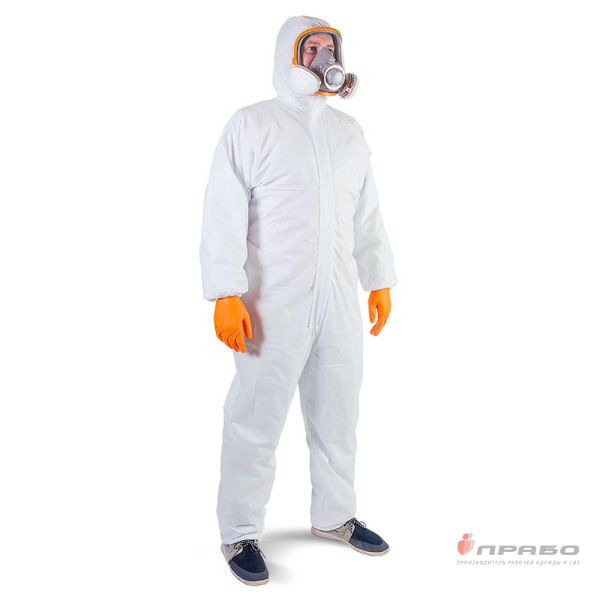 Комбинезон одноразовый защитный JPC58 белый с капюшоном (неофит)