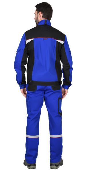 Костюм СИРИУС-СТАН куртка, п/к васильковый с красной и черной отделкой