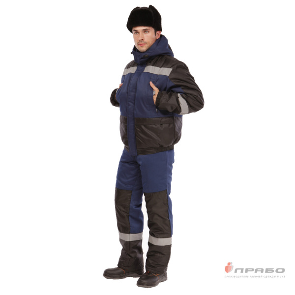 Костюм мужской утеплённый "Стайл" синий (куртка и полукомбинезон)
