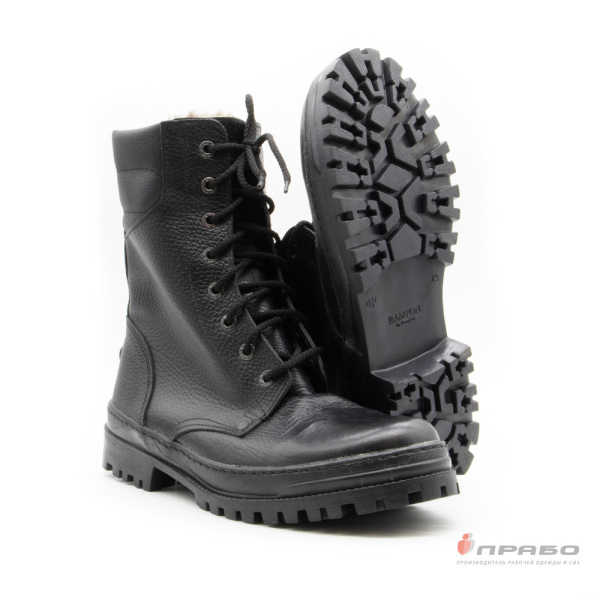 Ботинки хромовые "ОМОН" на подошве ТЭП чёрные (натуральный мех)