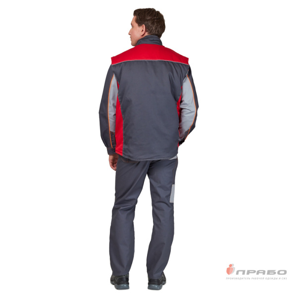 Жилет универсальный утеплённый "Бренд" тёмно-серый/красный
