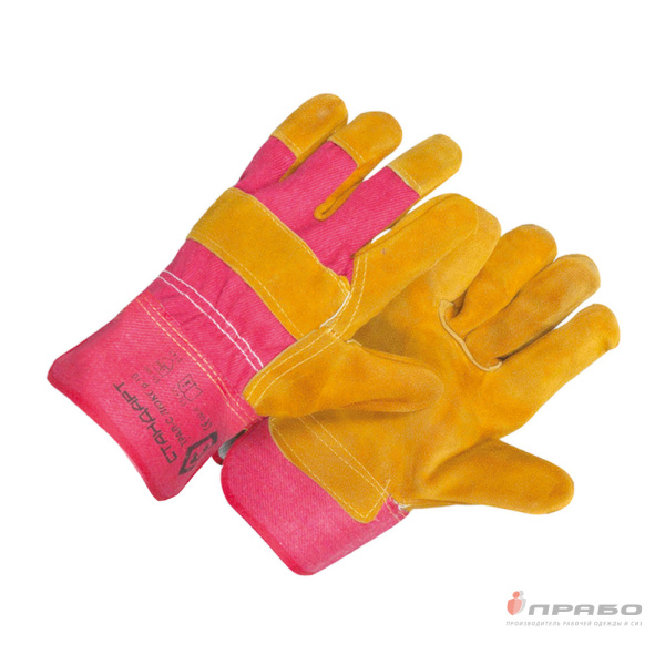 Перчатки комбинированные со спилком утеплённые (искусственный мех)