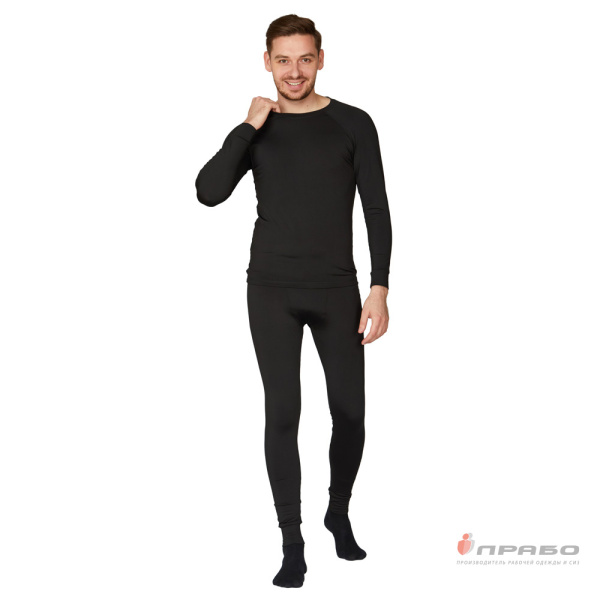Термобельё мужское из полиэстера чёрное (кальсоны), 200 г/м²
