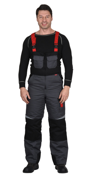 Костюм СИРИУС-ФАВОРИТ-МЕГА куртка, п/к, серый с черным и красным, СОП