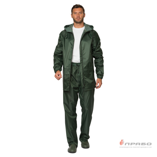 Костюм влагозащитный "Тайфун" зелёный с ПВХ-покрытием (куртка и брюки)