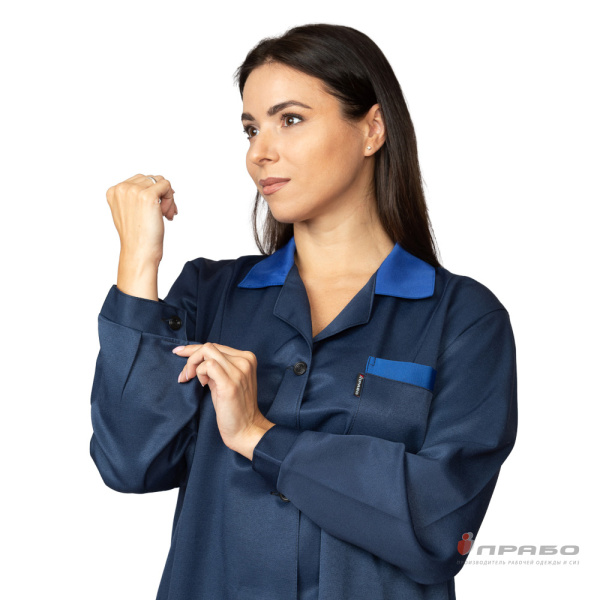 Халат рабочий женский "Технолог" синий/василёк