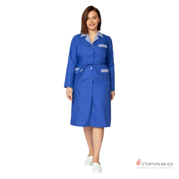 Халат женский "Хозяюшка" василёк/полоска