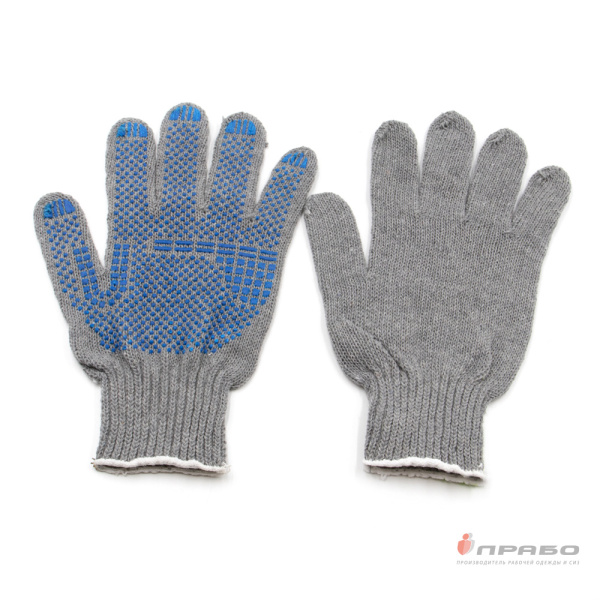Перчатки х/б с ПВХ-покрытием "Точка" (7,5 класс) Люкс серый меланж