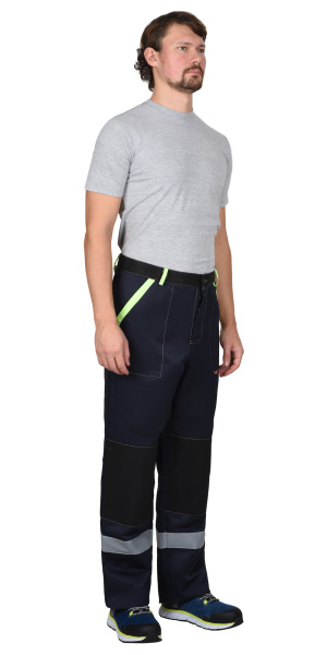 Костюм СИРИУС-ПРОФИЛЬ куртка, брюки, темно-синий с лимонным с черной отделкой и СОП