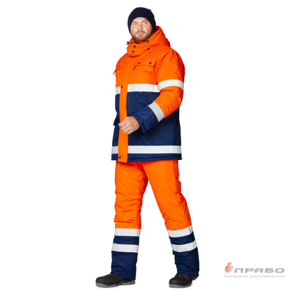 Костюм мужской утеплённый "Спектр 2 Ультра" оранжевый/синий (куртка и полукомбинезон)