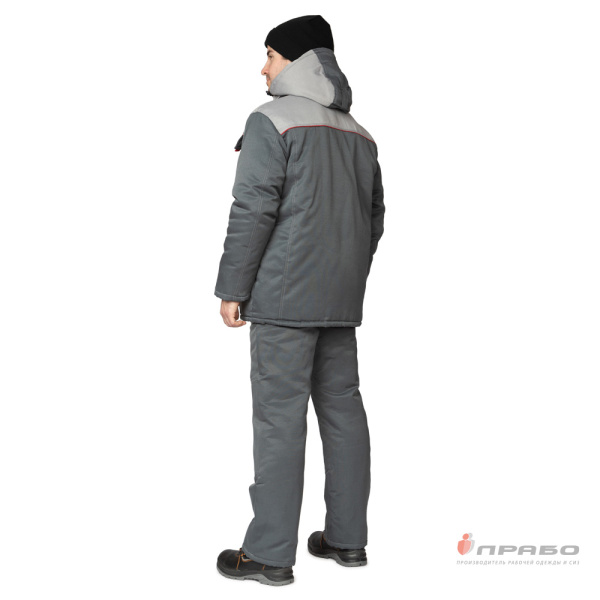 Костюм мужской утеплённый "Фаворит" тёмно-серый/светло-серый (куртка и полукомбинезон)